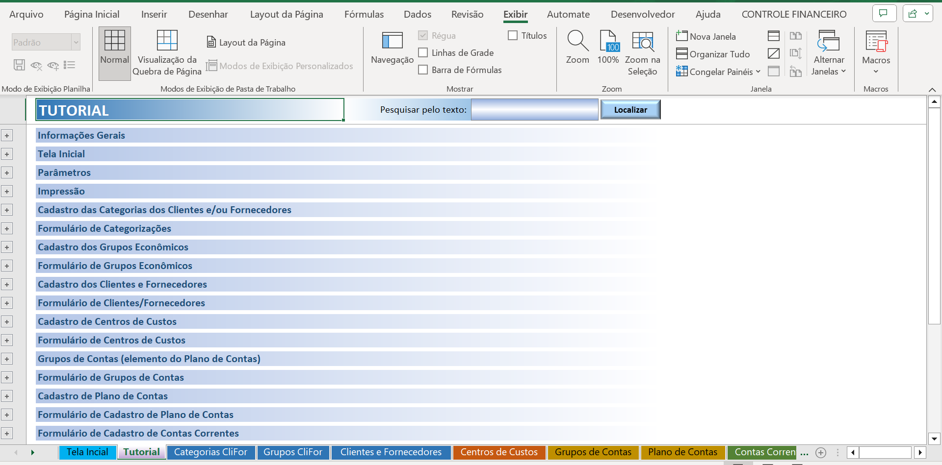 Captura de tela de Planilha de Controle Financeiro Completo